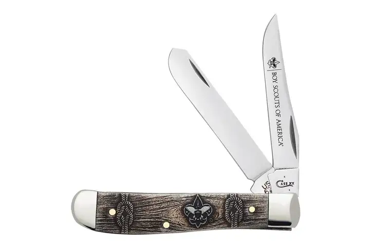 Case BSA Logo Embellished Smooth Natural Bone Folding Knives